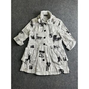 Womens KI MENG Newspaper Print Dress Made in Korea, Size S